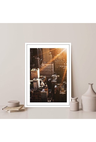 Gün Batımı Binalar 3 Çerçeve ve Poster -  M1039