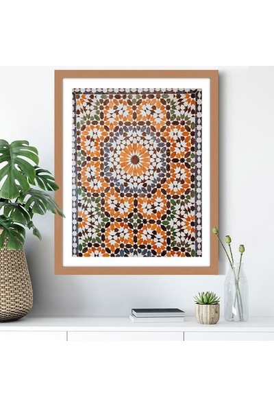 Turuncu - Yeşil Mozaik Tavan 1 Çerçeve ve Poster -  M1055