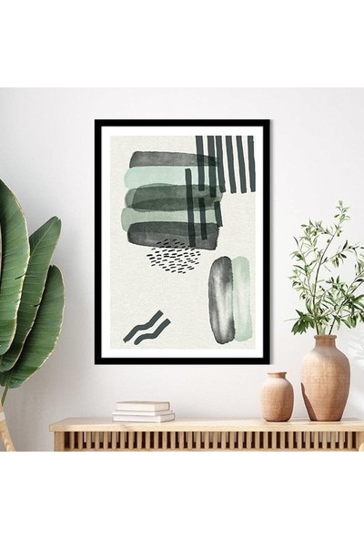Sulu Boya Temalı Yeşil Tonlar 3 Çerçeve ve Poster - C1239