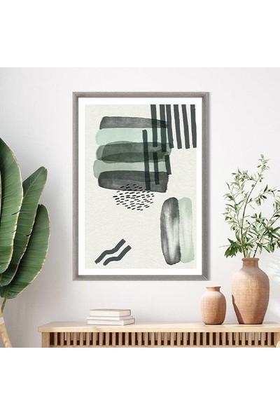 Sulu Boya Temalı Yeşil Tonlar 3 Çerçeve ve Poster - C1239