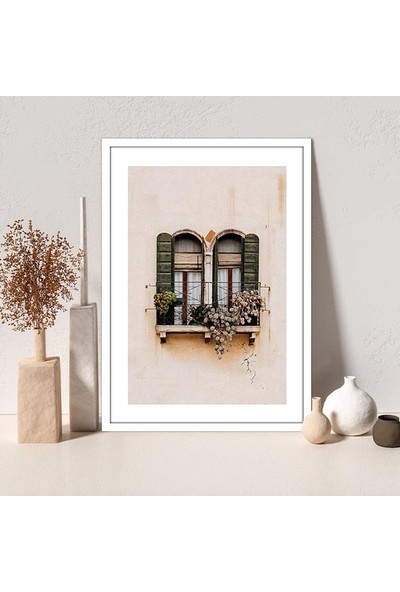 Yeşil Pervazlı Pencere 1 Çerçeve ve Poster -  M1025