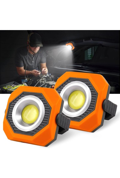 Aral Teknoloji LED Far Şarj Edilebilir Güneş Spot Pil 3 Modu USB ile LED Işıkları, 360° Braket, Atölye Için Manyetik Taban, Inşaat, Kamp, Yürüyüş, Garaj, Balıkçılık(Turuncu)