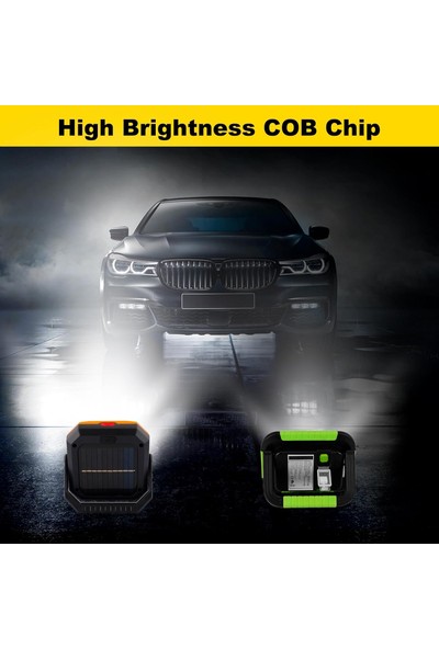 Aral Teknoloji LED Far Şarj Edilebilir Güneş Spot Pil 3 Modu USB ile LED Işıkları, 360° Braket, Atölye Için Manyetik Taban, Inşaat, Kamp, Yürüyüş, Garaj, Balıkçılık(Turuncu)