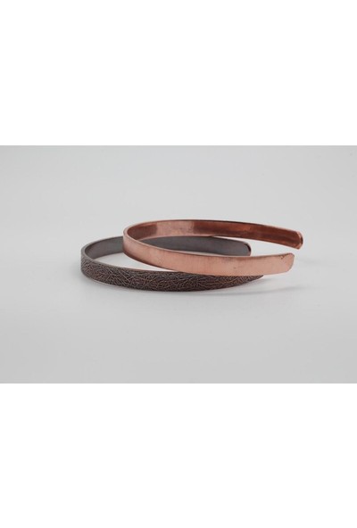 2'li Set Cam Kırığı ve Minimalist Düz Saf Bakır Bileklik
