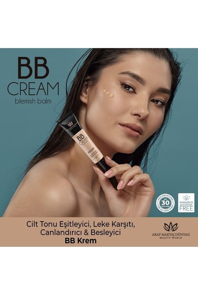 Arap Makyaj Dünyası BB Krem SPF30 UVA-UVB Koruma, Ton Eşitleyici ve Nemlendirici, Tüm Cilt Tipleri, 40 ml