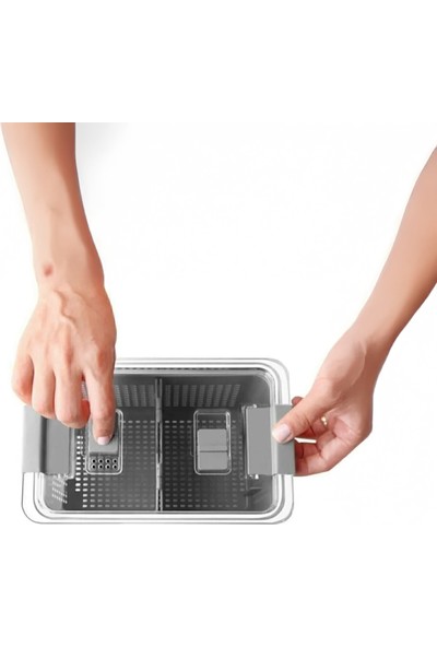 Arar Home 3'lü 2,5 Litre Süzgeçli Bölmeli Organizer Buzdolabı Hava Geçirmez Saklama Kabı