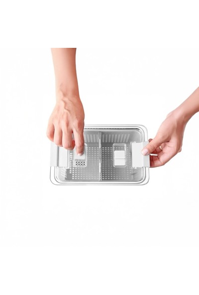 Arar Home 4'lü 9 Litre Süzgeçli Bölmeli Organizer Buzdolabı Hava Geçirmez Saklama Kabı