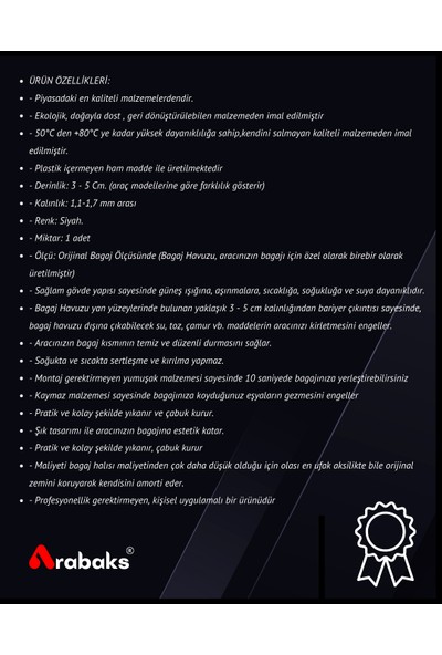 Nissan Juke Alt 2021 Sonrası Bagaj Havuzu (A+ Kalite)