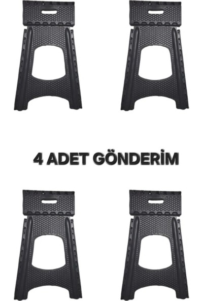 4 Adet Katlanır Siyah Tabure Plastik