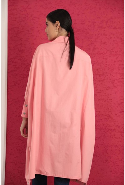 Soft Kumaş Tasarım Kadın Gömlek-Nar Çiçeği