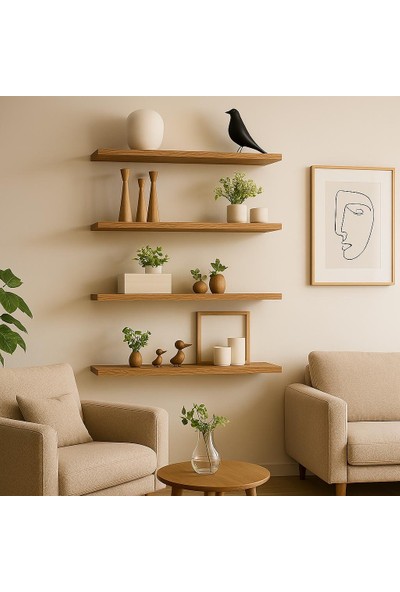 Siyah 5 Adet Duvar Rafı