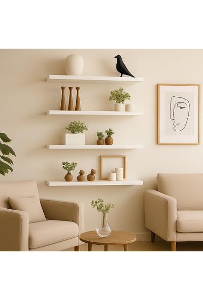 Siyah 5 Adet Duvar Rafı