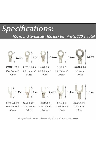 Halka Sıkma Konnektörleri Çatal Konnektörleri Seti, Elektrikli Tel Terminalleri