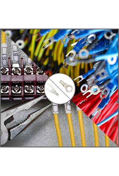 Halka Sıkma Konnektörleri Çatal Konnektörleri Seti, Elektrikli Tel Terminalleri