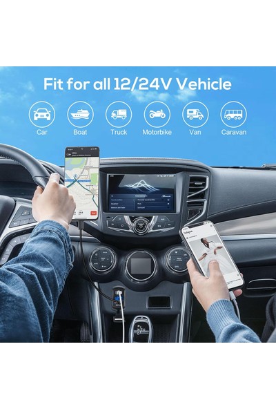 Araç Şarj Soketi, Pd Tip C ve Qc3.0 USB Araç Güç Çıkışı, 12V Araç Deniz Teknesi Için LED Dijital Voltmetre ile