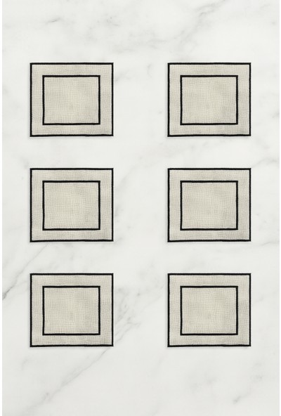 Arancione Co. Siyah Detaylı Çift Kare 6'lı Kokteyl Peçete