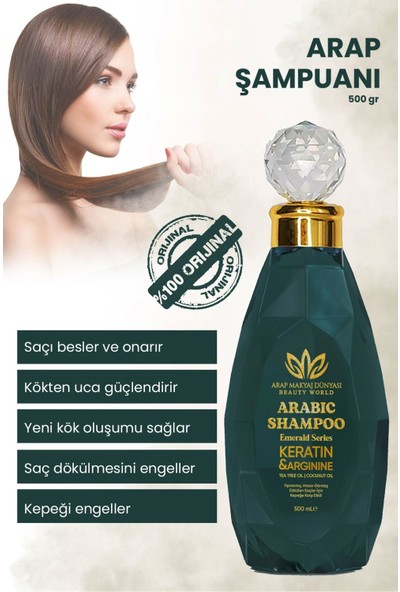Arap Makyaj Dünyası Bitki Özlü Sülfatsız Saç Uzatıcı ve Dökülme Karşıtı Şampuan 500 ml Tüm Saç Tipleri