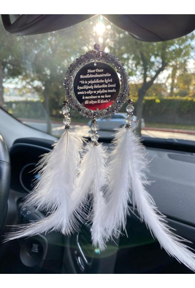 El Yapımı Kristal ve İncili Beyaz Göz Model Düş Kapanı 6x15 cm – Araç, Balkon ve Modern Ev Dekorasyonu Aksesuarı