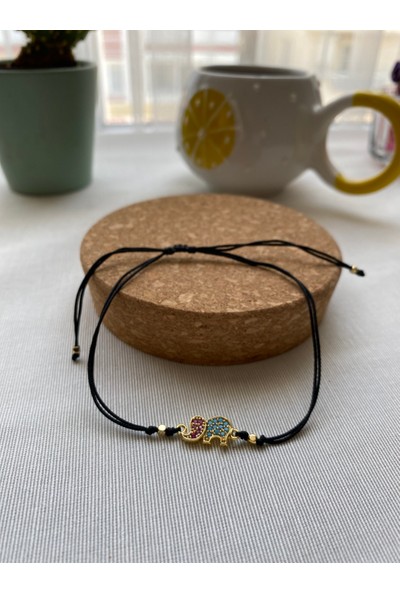 Arasera Siyah Renk Zirkon Taş Detaylı Çelik Xupıng VİP İp Bileklik