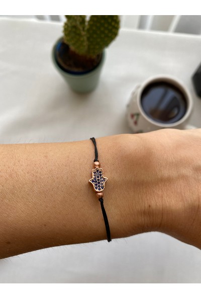 Arasera Siyah Renk Zirkon Taş Detaylı Çelik Xupıng VİP İp Bileklik