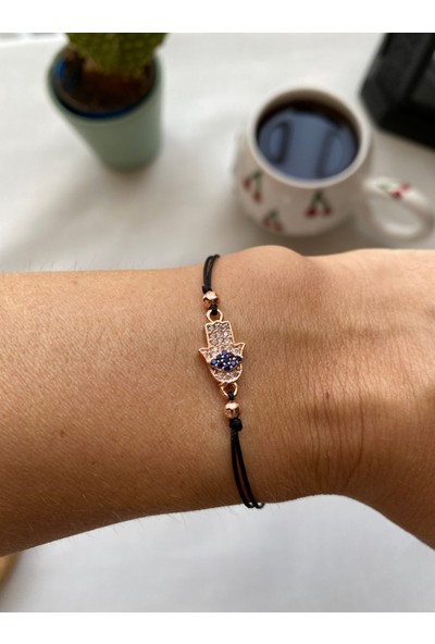 Arasera Siyah Renk Zirkon Taş Detaylı Çelik Xupıng VİP İp Bileklik