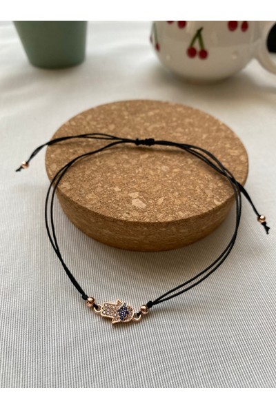 Arasera Siyah Renk Zirkon Taş Detaylı Çelik Xupıng VİP İp Bileklik