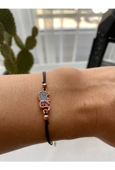 Arasera Siyah Renk Zirkon Taş Detaylı Çelik Xupıng VİP İp Bileklik