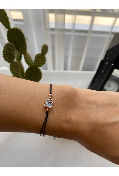 Arasera Siyah renk  Renk Zirkon Taş Detaylı Çelik Xupıng VİP İp Bileklik
