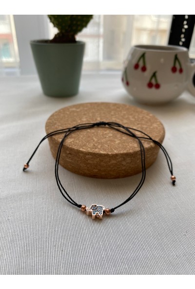 Arasera Siyah renk  Renk Zirkon Taş Detaylı Çelik Xupıng VİP İp Bileklik