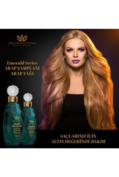 Arap Makyaj Dünyası Arap Yağı ve Şampuan Seti – Saç Uzatma, Onarım ve Nemlendirme İçin Bitkisel Bakım, Dökülme Karşıtı 250 ml + 500 ml