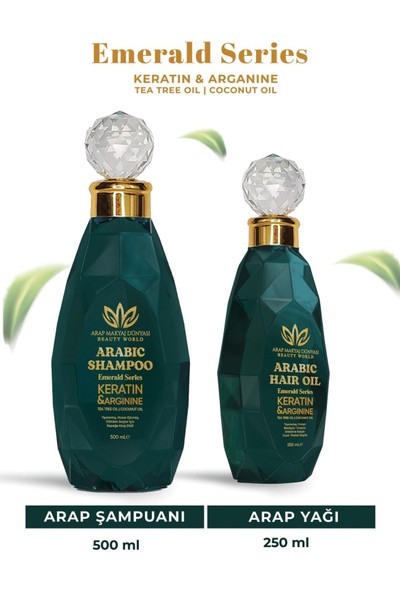 Arap Makyaj Dünyası Arap Yağı ve Şampuan Seti – Saç Uzatma, Onarım ve Nemlendirme İçin Bitkisel Bakım, Dökülme Karşıtı 250 ml + 500 ml