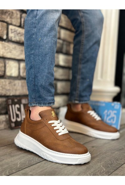 BA0327 Boa Taba Siyah Kalın Yüksek Taban Bağcıklı Spor Erkek Ayakkabı