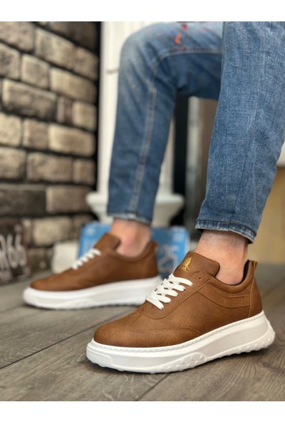 BA0327 Boa Taba Siyah Kalın Yüksek Taban Bağcıklı Spor Erkek Ayakkabı