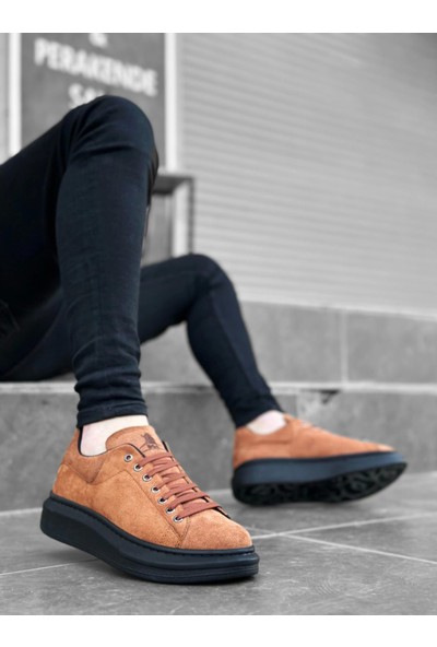BA0547 Boa Kalın Yüksek Taban Taba Süet Bağcıklı Spor Erkek Ayakkabı