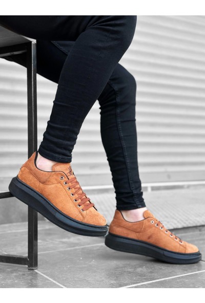 BA0547 Boa Kalın Yüksek Taban Taba Süet Bağcıklı Spor Erkek Ayakkabı