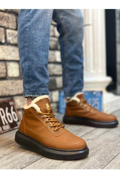 BA0151 Içi Kürklü Bağcıklı Açık Taba Erkek Tarz Spor Bot