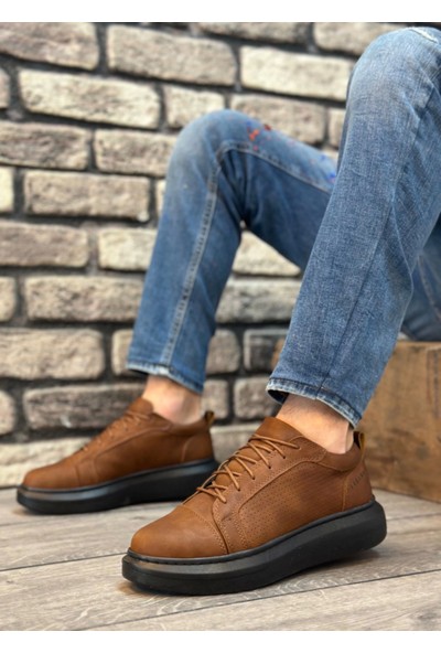 BA0548 Boa Kalın Yüksek Taban Taba Siyah Bağcıklı Spor Erkek Ayakkabı