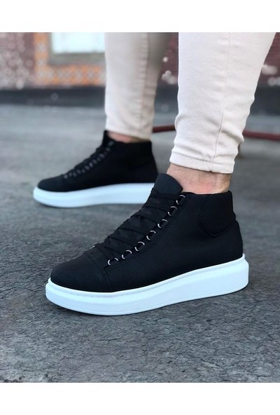 Wagoon WG032 Siyah Bağcıklı Sneakers  Yarım Bilek Bot