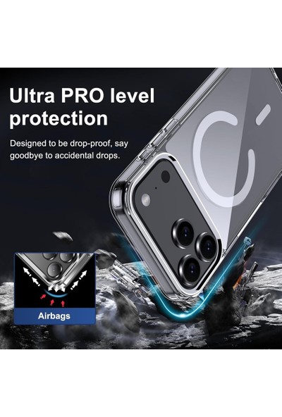 Arazon iPhone 17 Pro Kılıf Magsafe Wireless Kablosuz Şarj Destekli Silikon Manyetik Şeffaf Kapak