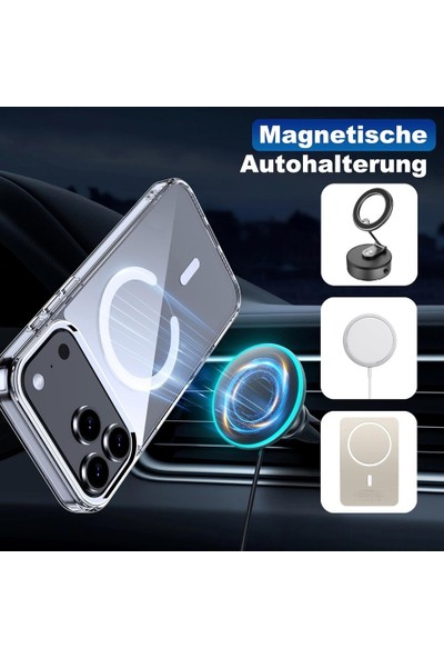 Arazon iPhone 17 Pro Kılıf Magsafe Wireless Kablosuz Şarj Destekli Silikon Manyetik Şeffaf Kapak