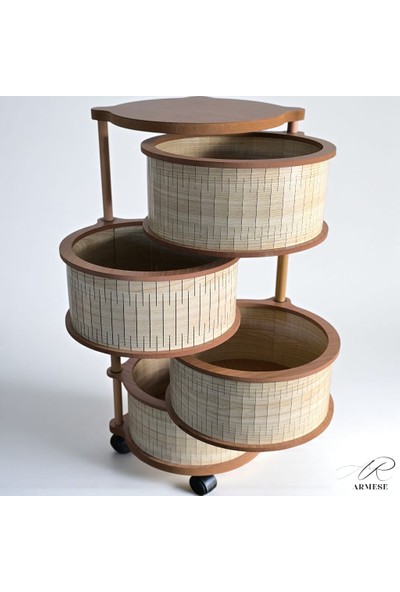 4 Katlı Ahşap Sebzelik Doğal Hasır Model Modern – Uv Baskılı, Dayanıklı ve Şık Tasarım