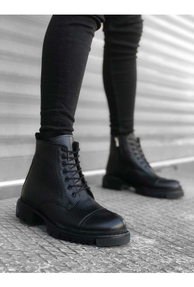 Aradım Taradım BA0187 Içi Dışı  Deri Kahverengi Erkek Fermuarlı Yarım Bot