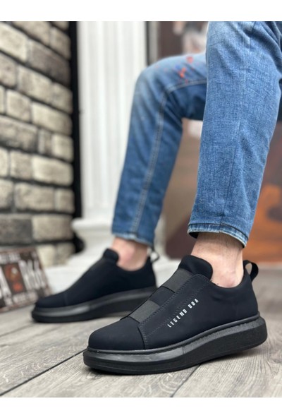 Aradım Taradım BA0307 Boa Kalın Yüksek Taban Çift Bant Siyah Erkek Ayakkabı