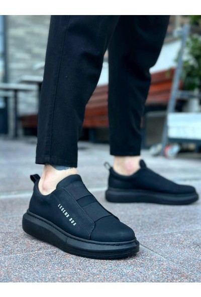 Aradım Taradım BA0307 Boa Kalın Yüksek Taban Çift Bant Siyah Erkek Ayakkabı