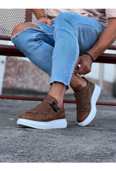 Wagoon WG033  Taba Siyah Erkek Yüksek Taban  Ayakkabı