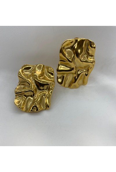 Arasera 316L Çelik Gold Renk Vıp Küpe