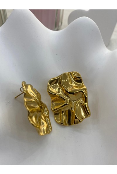 Arasera 316L Çelik Gold Renk Vıp Küpe