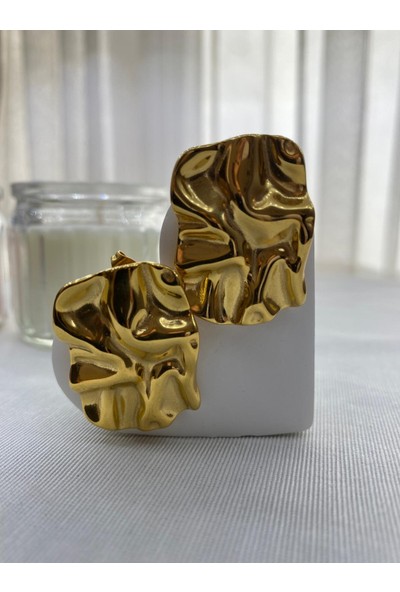 Arasera 316L Çelik Gold Renk Vıp Küpe