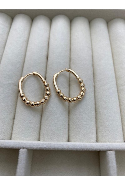 Arasera Çelik Gold Renk Zirkon Taş Detaylı Küpe