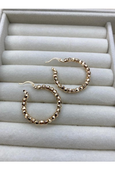 Arasera Çelik Gold Renk Dorika Halka Küpe